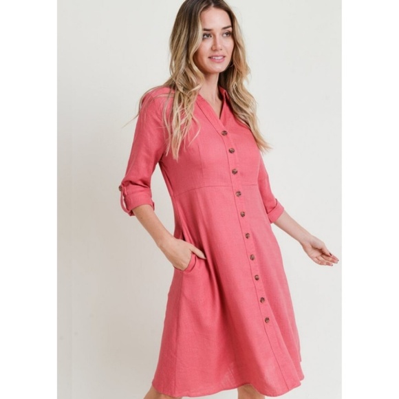button up dress midi